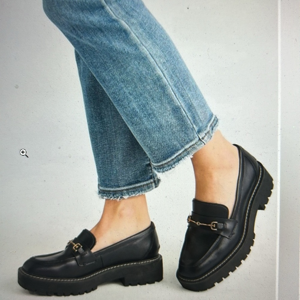 Sam Edelman Black Loafers with Gold Accent - Picture 2 of 11